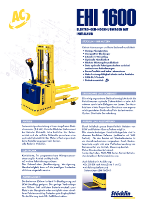 Hodajući viličar Stöcklin EHI 1600