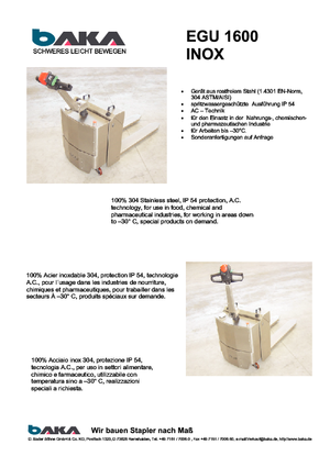 Dizalice za palete Baka EGU 1600 Inox