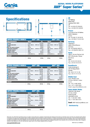 Vertikalna podizna platforma s jednim jarbolom Genie AWP 30 S