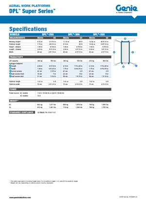 Vertikalna podizna platforma s jednim jarbolom Genie DPL 35 S