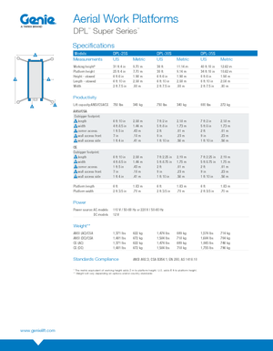 Vertikalna podizna platforma s jednim jarbolom Genie DPL 25 S