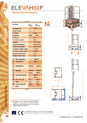 Vertikalna podizna platforma s jednim jarbolom Faraone Elevah 50 F