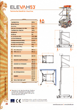 Vertikalna podizna platforma s jednim jarbolom Faraone Elevah 53