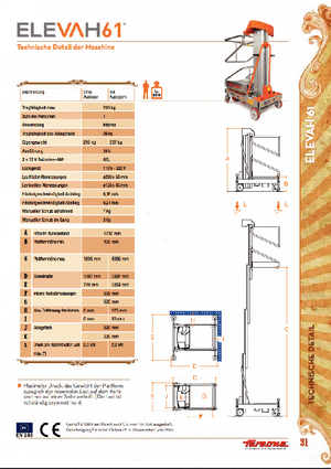 Vertikalna podizna platforma s jednim jarbolom Faraone Elevah 61