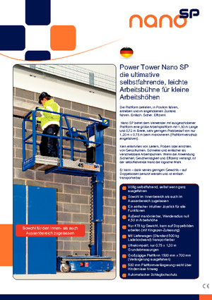 Vertikalna podizna platforma s jednim jarbolom Power Towers Nano Sp