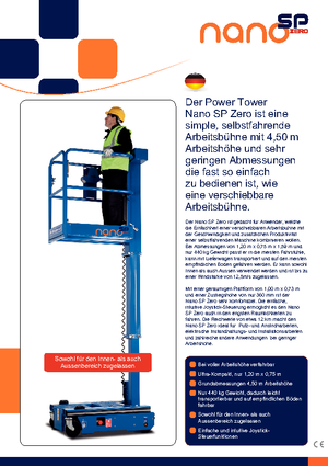 Vertikalna podizna platforma s jednim jarbolom Power Towers Nano Sp Zero