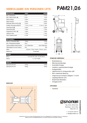 Vertikalna podizna platforma s jednim jarbolom Snorkel PAM26AC