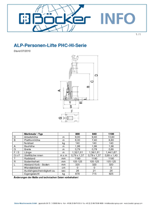 Vertikalna podizna platforma s jednim jarbolom ALP-Lift PHC-HI 940