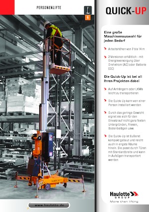 Vertikalna podizna platforma s jednim jarbolom Haulotte QuickUp 7