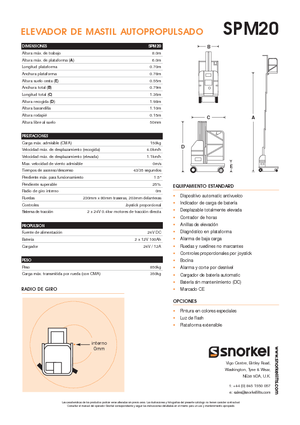 Vertikalna podizna platforma s jednim jarbolom Snorkel SPM20