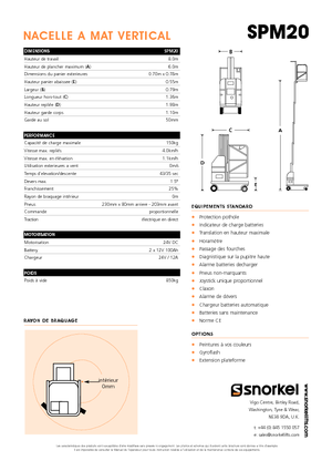 Vertikalna podizna platforma s jednim jarbolom Snorkel SPM20
