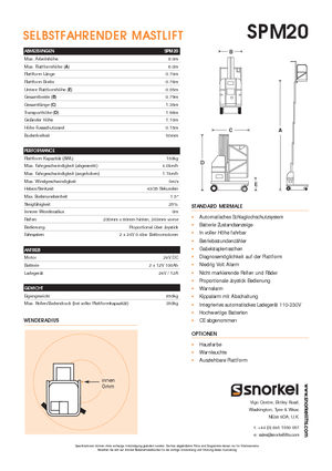 Vertikalna podizna platforma s jednim jarbolom Snorkel SPM20