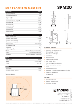 Vertikalna podizna platforma s jednim jarbolom Snorkel SPM20