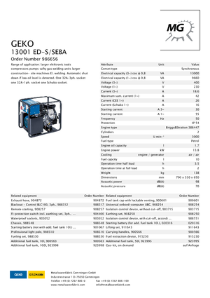 Benzinski generatori struje Geko ® 13001 ED-S/SEBA