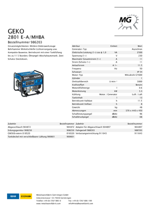 Benzinski generatori struje Geko ® 2801 E-A/MHBA