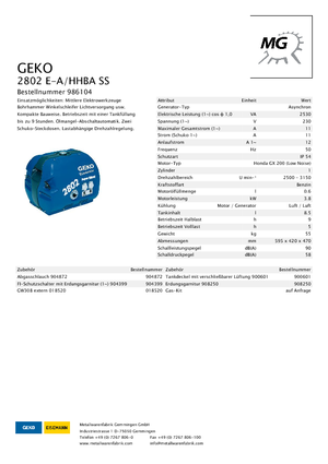 Benzinski generatori struje Geko ® 2802 E-A/HHBA*