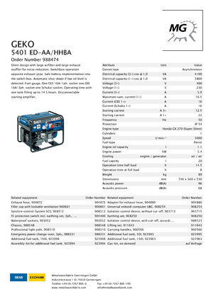Benzinski generatori struje Geko ® 5401 ED-AA/HHBA