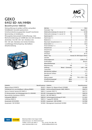 Benzinski generatori struje Geko ® 6402 ED-AA/HHBA*