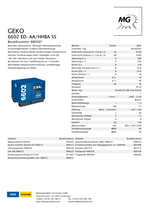 Benzinski generatori struje Geko ® 6602 ED-AA/HHBA*
