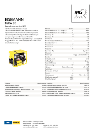 Benzinski generatori struje Eisemann BSKA 9 E