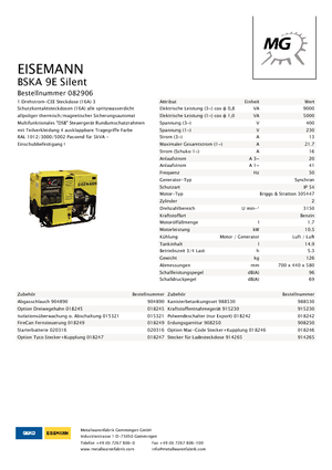 Benzinski generatori struje Eisemann BSKA 9 E