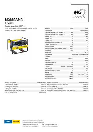 Benzinski generatori struje Eisemann E 5400