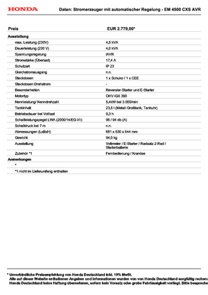 Benzinski generatori struje Honda EM 4500 CXS