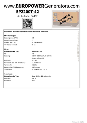 Benzinski generatori struje Europower EP 2200 T-42 (Soga)