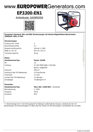 Benzinski generatori struje Europower EP3300-EN1 (MA)
