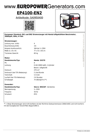 Benzinski generatori struje Europower EP 4100 EN2 (S)