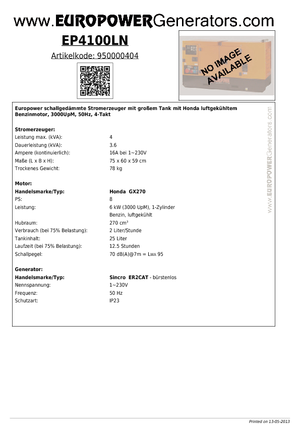 Benzinski generatori struje Europower EP4100LN (S)