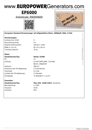 Benzinski generatori struje Europower EP 6000 MA