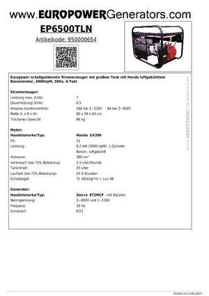 Benzinski generatori struje Europower EP6500TLN (S)