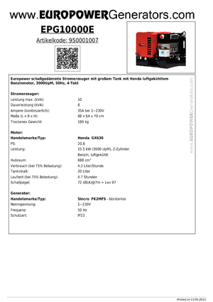 Benzinski generatori struje Europower EPG10000E (S)
