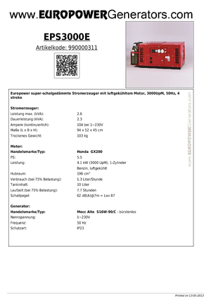 Benzinski generatori struje Europower EPS 3000 E (MA)