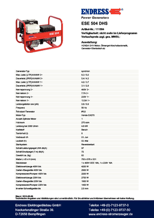 Benzinski generatori struje Endress ESE 504 DHS