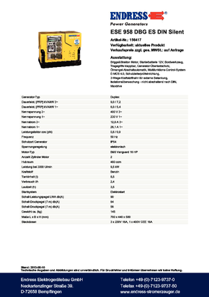 Benzinski generatori struje Endress ESE 958 DBG ES DIN Silent
