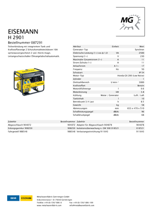 Benzinski generatori struje Eisemann H 2901