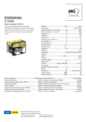 Benzinski generatori struje Eisemann H 5400
