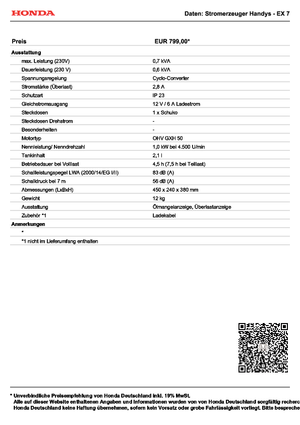 Benzinski generatori struje Honda Handy EX 7