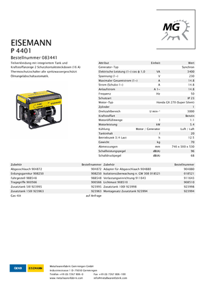 Benzinski generatori struje Eisemann P 4401