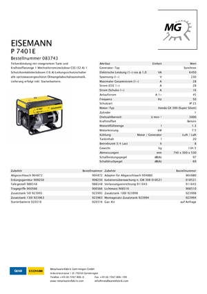Benzinski generatori struje Eisemann P 7401 E