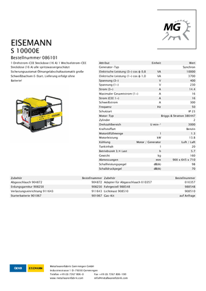 Benzinski generatori struje Eisemann S 10000 E