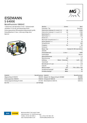 Benzinski generatori struje Eisemann S 6400 E