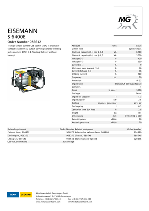 Benzinski generatori struje Eisemann S 6400 E