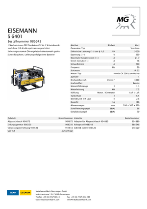 Benzinski generatori struje Eisemann S 6401