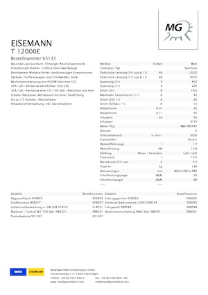 Benzinski generatori struje Eisemann T 12000 E