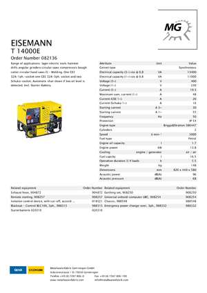 Benzinski generatori struje Eisemann T 14000 E