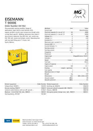 Benzinski generatori struje Eisemann T 9000 E