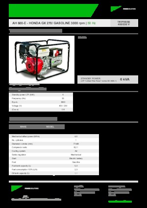 Benzinski generatori struje INMESOL AH 600-E